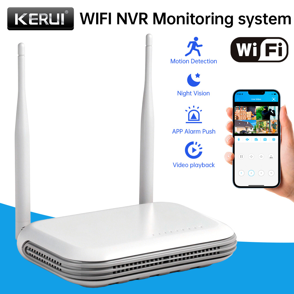 Home Security Indoor Cameras - KERUI Mini Network WIFI 8CH NVR