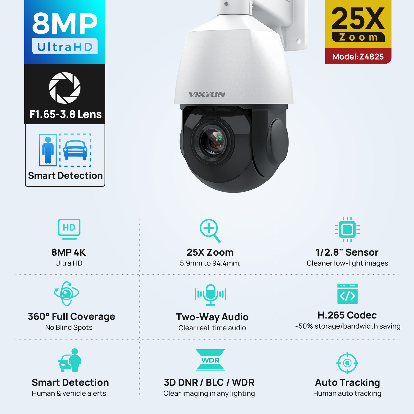 Vikylin 4K 8MP PTZ 25X Zoom 10 - Home Security Service avis et prix