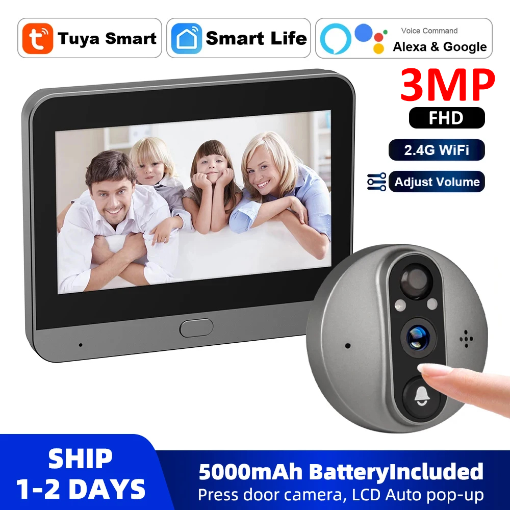 3MP WiFi Smart Tuya Peephole 5 - Home Security Ideas avis et prix