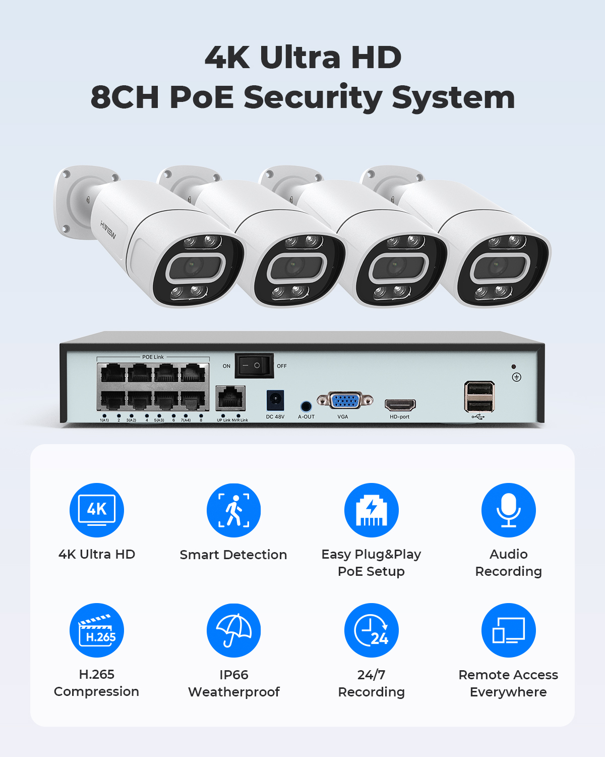 H.View 4K 5Mp 8Mp poe Cctv Sec - Home Security Ideas avis et prix