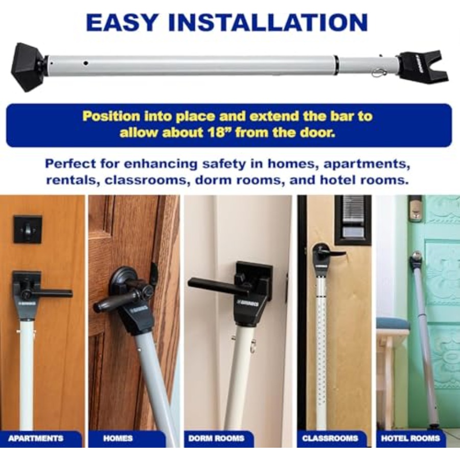 Door Security Bar - Adjustable - Home Security Jammers avis et prix