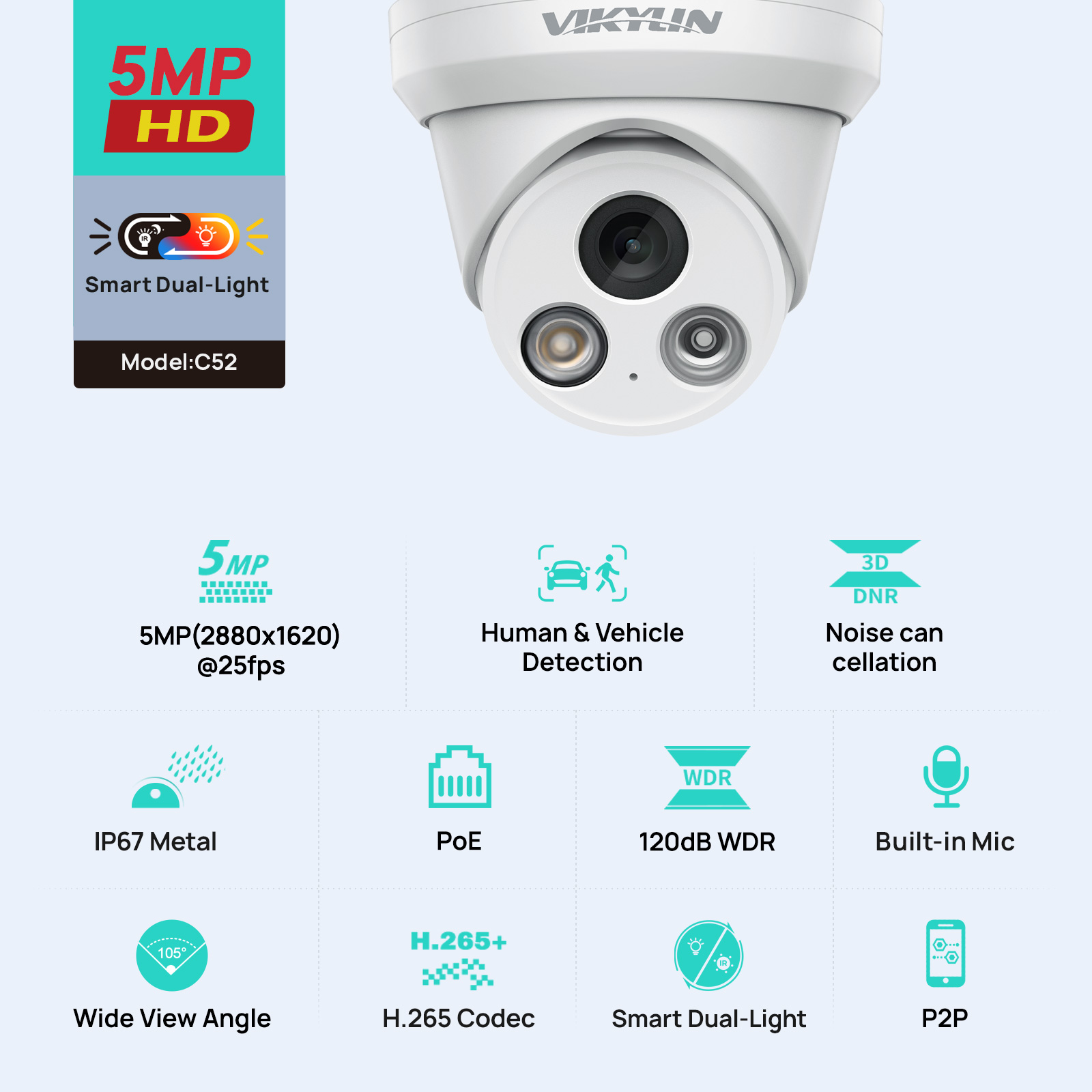 VIKYLIN 5MP Smart Dual Light I - Home Security Service avis et prix